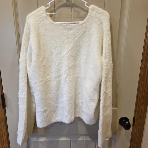 A New Day Cream Fuzzy V-Neck Cardigan Sweater XXL Women's New - Picture 7 of 11
